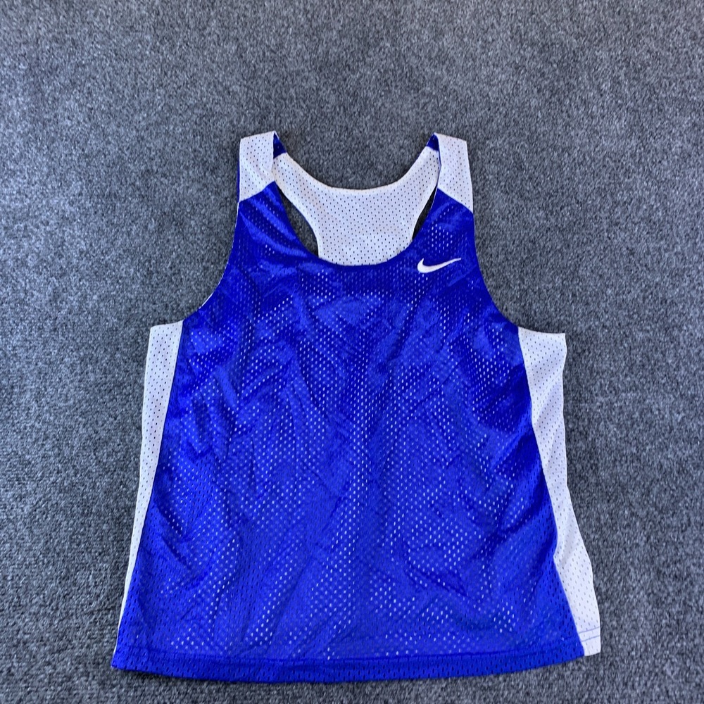 Nike Mesh Tank Top Womens S Blue Logo Scoop Neck Racerback Training Performance